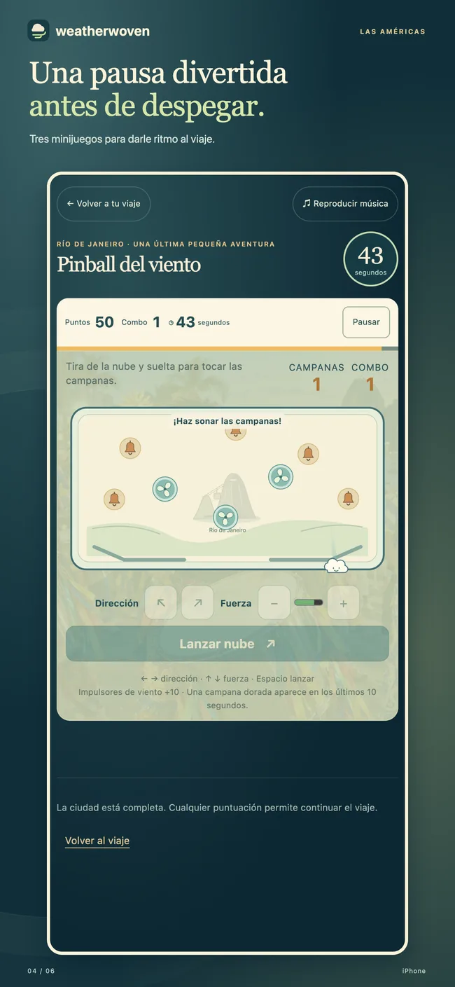 Tres minijuegos para darle ritmo al viaje.